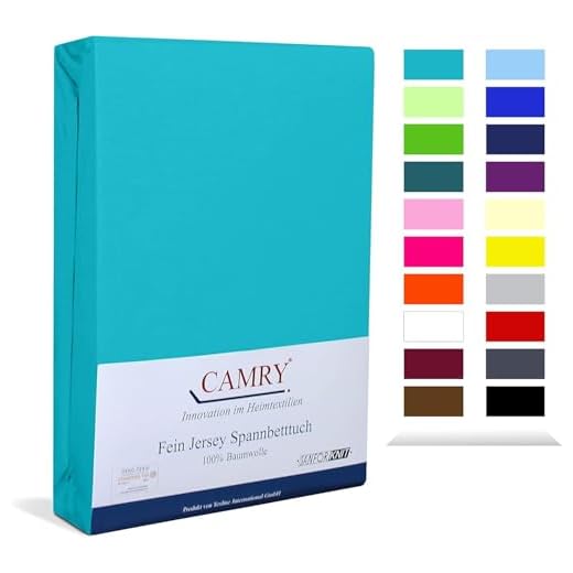 npluseins klassisches Jersey Spannbetttuch - erhältlich in 34 modernen Farben und 6 verschiedenen Größen - 100% Baumwolle, 90-100 x 200 cm, türkis 9 CAMRY Spannbettlaken 140x200 - 160x200 cm, Baumwolle Jersey Spannbetttuch Bettlaken, Türkis, Oeko-Tex Standard 100