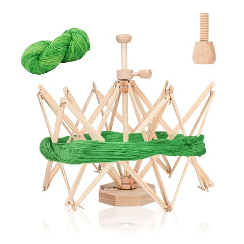 Olikraft Wooden Yarn Swift | Lightweight Reverse Yarn Umbrella Swifts | Ball Swift | Skein Winder | No Clamp Required (Patented)