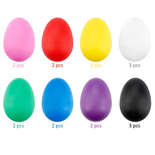 Augshy 18Pcs Plastic Egg Shakers Percussion Musical Egg Maracas Easter Eggs With 8 Colors #TOP2
