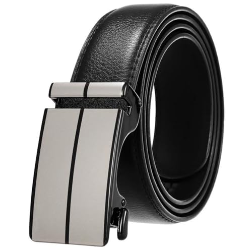 Men's Solid Color Belt Metal Automatic Buckle 3.5Cm Belt Business Leather Belt2