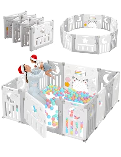 Dripex Parc Bébé Modulable 150×150CM Gris et Blanc