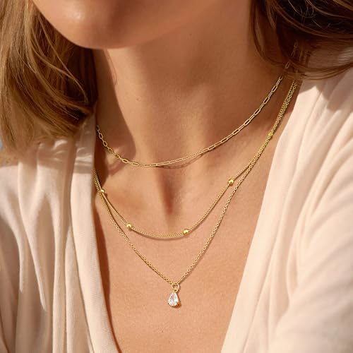 Kakonia Layered Gold Necklace for Women 14K Gold Plated Pendant Necklace Set Gold Necklace Satck Dainty Gold Chain Trendy Jewelry for Women2