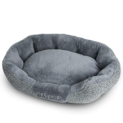 SeaTop Pure Gray Cat Bed, Calming Pet Beds for Small Dogs and Cats, Comfy Self Warming Pets Bed with Removable Washable Covers,M Size