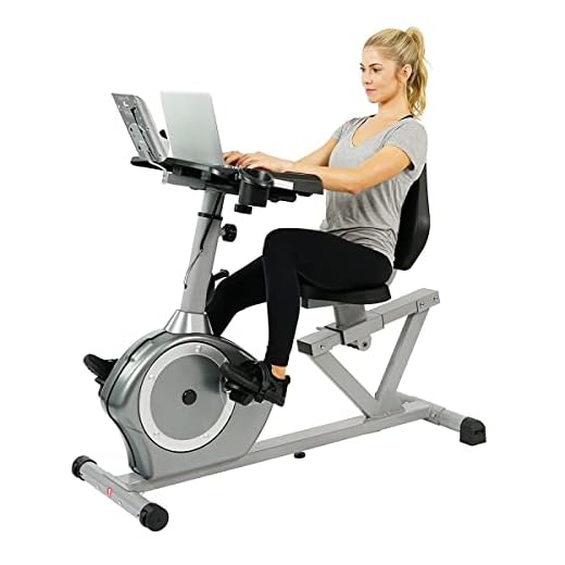 Sunny Health & Fitness Magnetic Recumbent Desk Exercise Bike, 350lb High Weight Capacity, Monitor - SF-RBD4703