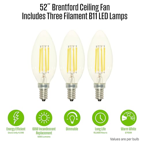 Image of Westinghouse 7233400 Brentford Ceiling Fan with Light, 52-Inch, Aged Walnut
