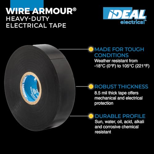 Image of Ideal Industries INC. 46-88 Black 8.5 Mil UL Listed 3 /4 in. Wire Armour Heavy Vinyl Professional Electrical Tape
