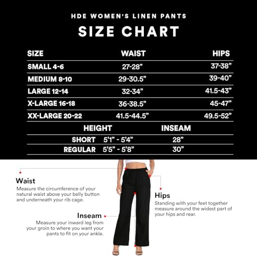 HDE Women's Linen Drawstring Pants Wide Leg Casual Palazzo Trouser with Pockets3