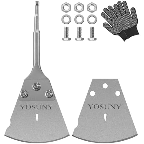 Yosuny SDS Plus Floor Scraper Kit, 4 Inch x 11 Inch Tile Removal Tool SDS Plus Chisel Bit Heavy Duty for Rotary Hammer Drill, Thinset Scraper Adhesives Remover with Replacement Balde Cover