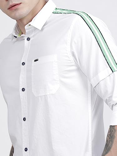 Image of The Indian Garage Co Men's Cotton Slim Fit Placement Print Full Sleeves Cutaway Collar Casual Shirt