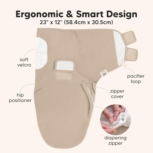 Image of Baby Swaddle Sleep Sacks with Zipper - 3-Pack Swaddles for Newborns 0-3 Months, Infant, Baby Girls, Boys, Soft & Durable Newborn Sleep Sack, Easy Diaper Change Swaddling Blanket (Ecru, OS)