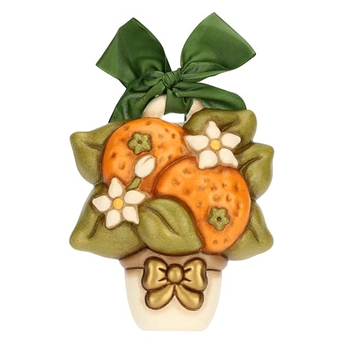 THUN, Formella con Arance in Ceramica Decorata a Mano, Versione Media, Idea Regalo, 13 x 15 x 4 cm