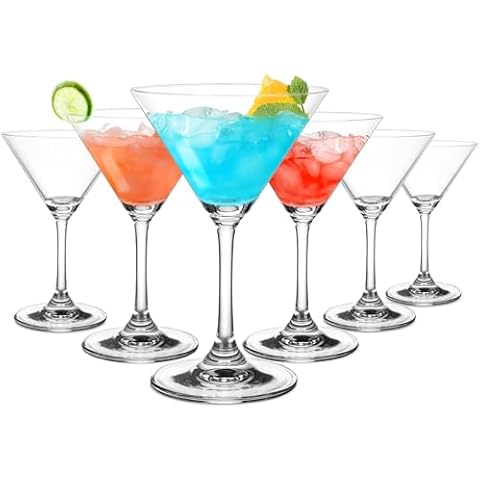 CUCUMI Martini Glasses Set of 6, Hand-blown 7OZ Crystal Cocktail Glasses for Espresso Martini, Margarita, Whiskey, Tequila, Bar Drinking Stemware Glasses Set Cover