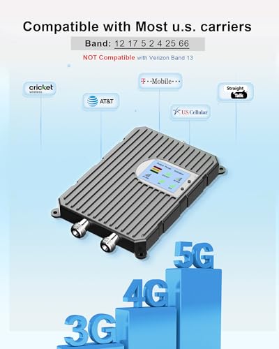 Image of Cell Phone Booster for Home Office, Cell Phone Signal Booster Compatible for 5G 4G LTE 3G-Band 2 /25 /4 /66 /5 /12 /17, FCC Certified | NOT Compatible with Verizon Band 13