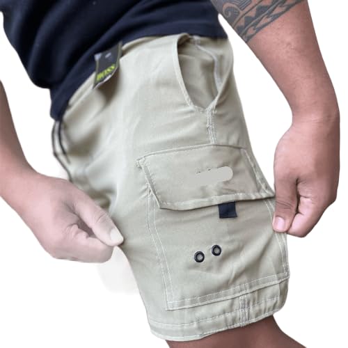 Bermuda Cargo Masculina casual com bolso lateral (BR, Alfa, G, Regular, Regular, 1, Bege)