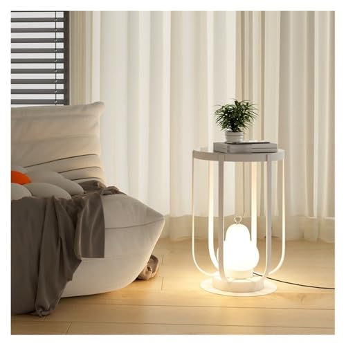 Lampadaire table d'appoint gain de place et éclairage moderne de salon blanc