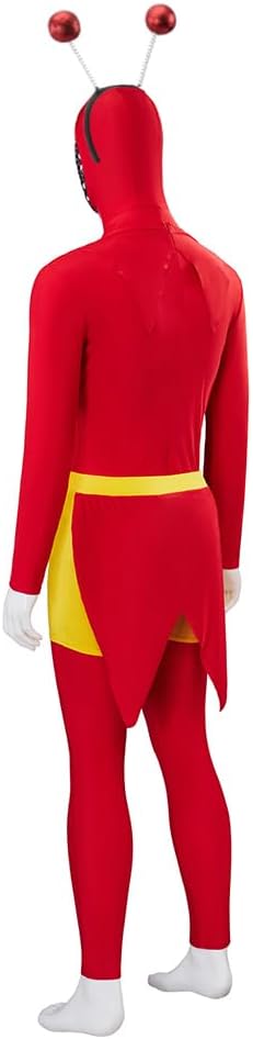 MelangCos Men's El Chapulin Colorado Cosplay Costume Superhero Red Jumpsuit Halloween Outfit