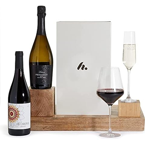 Prosecco and Wine Gift Hamper - Duo Red Wine Hamper with Crisp Prosecco Gift Set and Full-Bodied Las Carlinas Garnacha | Delicious Duo Hamper Prosecco Wine Gift Set for Her By Clearwater Hampers Cover