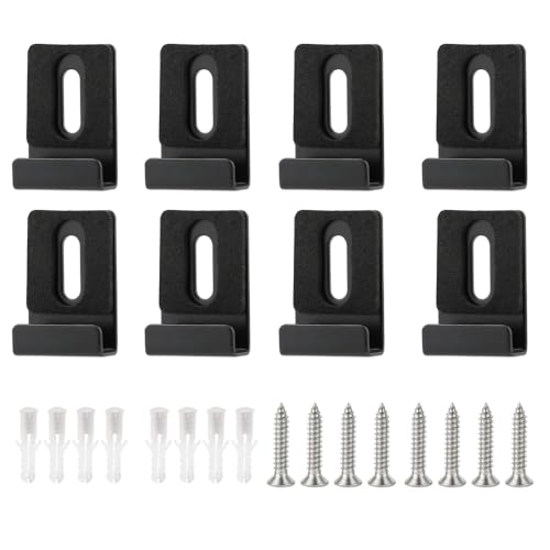 Image of 8Pcs Black Metal Mirror Clips Heavy Duty Mirror Holder Frameless Retainer Clip Hooks Hanging Hardware Tile Hanger Bracket for Wall Mounting Mirror Billboard with Screws and Expansion Tube