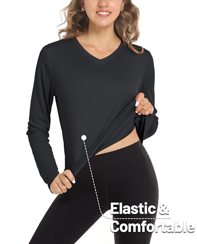 MAGCOMSEN SPF Shirts for Women Long Sleeve Workout Tops V-Neck UPF 50+ UV Sun Shirt Quick Dry Performance Tees Swim Tops4
