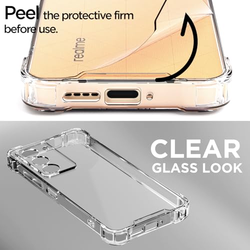 Image of Outlouders Back Cover for Realme P3x 5G Clear Transparent PC + TPU Bumper Case with Raised Edges for Shockproof Protection(Transparent)