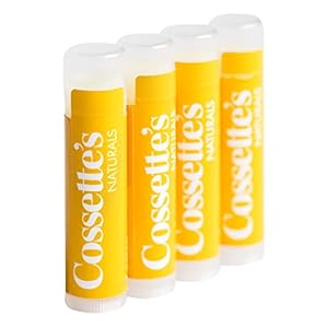 Cossette’s Naturals Premium Lemon & Peppermint Beeswax Lip Balm with Organic Essential Oils (4 Pack)