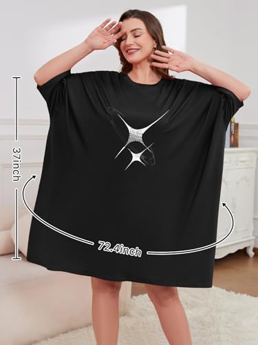 Image of CRIPOM Plus Size Moo Moos for Women Oversized Sleep Shirts for Women Oversized Nightgown with Pocket Fit S-5XL