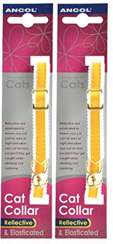 Ancol Dealu00a0u0096u00a0Lot de 2u00a0u0096u00a0lave-vaisselle Collier réfléchissant pour chat Jaune