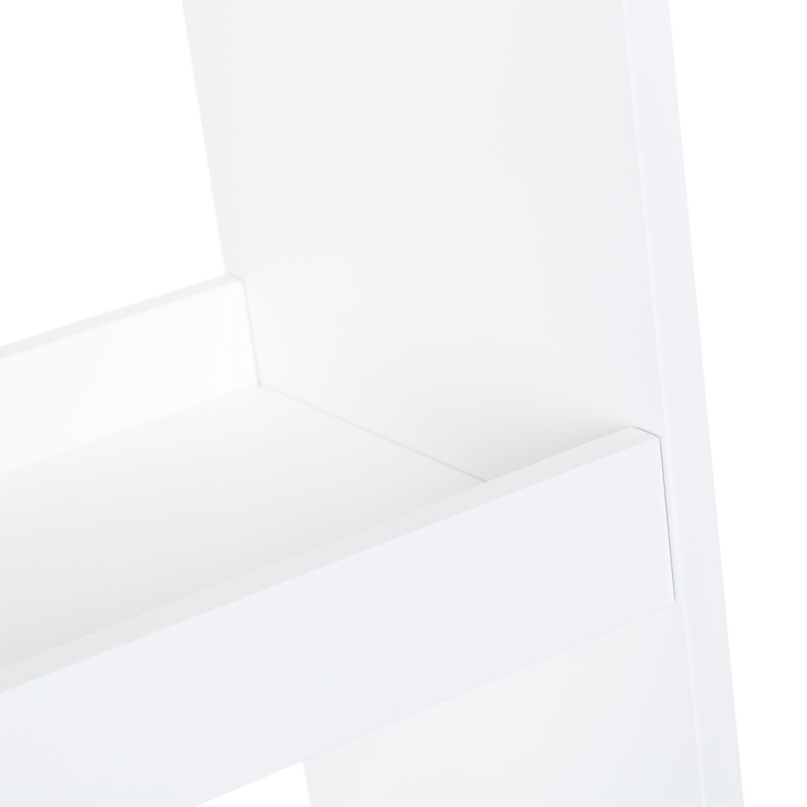 LOLAhome - Estantería móvil con Ruedas de Madera y bambú, Blanco y Natural de 48x24x77 cm. Práctico diseño con 3 estantes. Ideal como Organizador Auxiliar para tu Cocina, baño o salón.