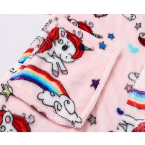 Image of Boys Girls Bathrobes,Toddler Boy Girl Robes,Children's Plush Soft Coral Fleece Hooded Pajamas Sleepwear for Kids