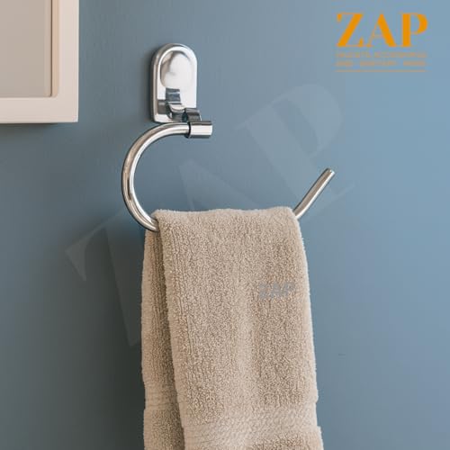 Image of ZAP Ultra Rust-Free Stainless Steel 304 Towel Ring - Wall-Mounted Round Open-End Towel & Napkin Holder for Bathroom and Kitchen