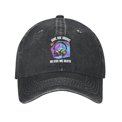 Casquette de baseball en jean lavé pour femme avec broderie musique et sangle ajustable