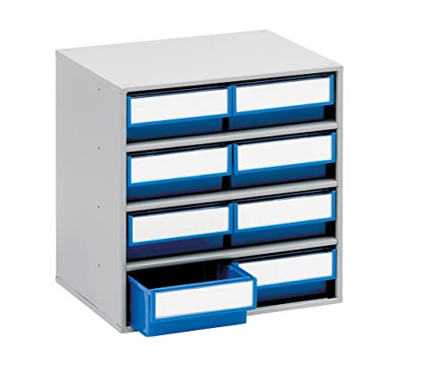 Treston 0830-6 Storage Cabinet, Graues Gehäuse, Blaue Schubladen, Overall Size 400 x 300 x 395mm