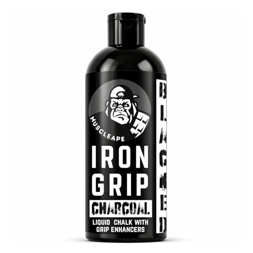 Image of Muscleape Iron Grip Charcoal Liquid Chalk with Grip Enhancers | Fast Dry Liquid Chalk for Weightlifting, Pull Ups, Calisthenics, Pole Fitness, Climbing & Gym Training | Less Dust Strong Grip.