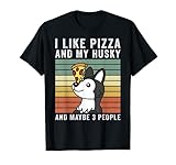 i like pizza husky siberiano retro vintage cane maglietta