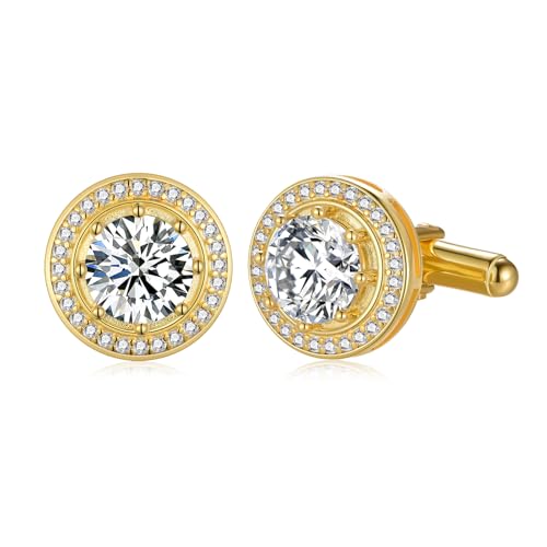 Moissanite Cufflinks for Men 925 Sterling Silver Cuff Links Mens Tuxedo Cuff Links Business Wedding Father's Day Jewelry Gifts for Men Father Husband