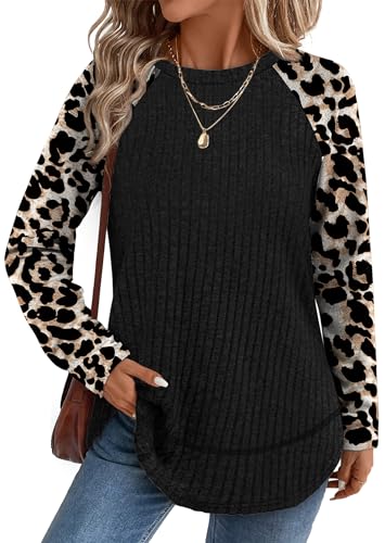 Image of WIHOLL Long Sleeve Shirts for Women Fall Sweaters Lightweight Trendy Tops