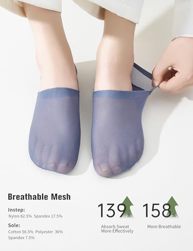 Image of Ultra Thin No Show Socks Men - 6Pairs Breathable Mesh Ankle Socks, Anti-Slip & Invisible for Running & Office