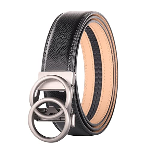 Leather Belt Automatic Buckle Belts For Men Casual Strap Male Men's Belts Mens Black (Color : A Size : 130cm) (A 125cm)