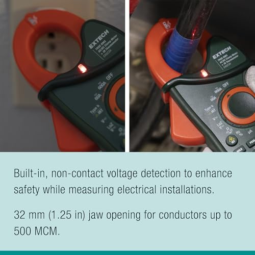 Image of Extech EX623A 600A AC /DC Clamp Meter with IR and Dual Type K | True RMS, NCV, built-in IR thermometer, T1 /T2 differential, LoZ, low pass filter, inrush, DC uA