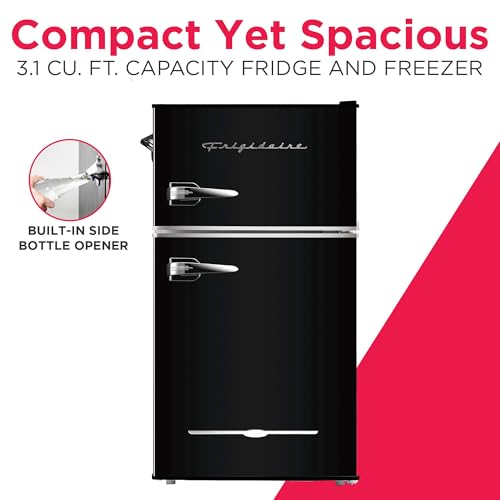 Frigidaire EFR840 Retro Mini Fridge with Freezer & Side Bottle Opener - Small 2 Door Refrigerator for Office Bar or College Dorm Room - 3.2 Cu Ft, Black