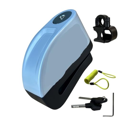 Cerradura de Disco con Alarma antirrobo para Motocicleta y Bicicleta, aleación de Aluminio, Resistente al Agua, con Soporte de Cuerda de recordatorio(Silver)