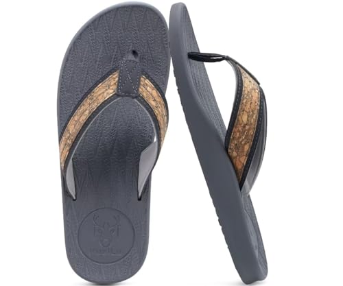 Image of KuaiLu Mens Flip Flops Arch Support Comfortable Summer Beach Thong Sandals Yoga Foam Cushion Slip on Slippers