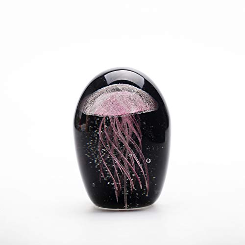 Whole Housewares 4.5 Inch Glass Jellyfish Paperweight, Glass Paperweight Figurine Glow in The