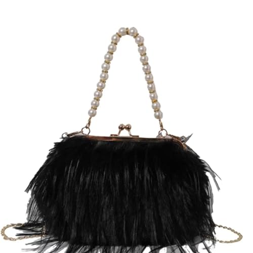 Bolso de mano tipo tote con plumas para mujer miniatura 1