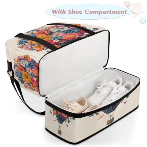 Travel Duffel Bags Flower Steam Ball Foldable Weekender Bags for Women with Shoes Compartment Waterproof & Tear Resistant Carry on Overnight Luggage Duffel Bag Shoulder Sports Tote Bag,A-9644