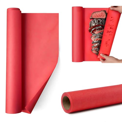 Papel Horno, Papel Kraft 30cm * 20m, PapelKraft Rollo para Asar y Envolver, Rollo PapelKraft Ideal para Carnes Suculentas, Papeles para Hamburguesas y Aplicaciones Creativas, Rojo, 1 Pieza