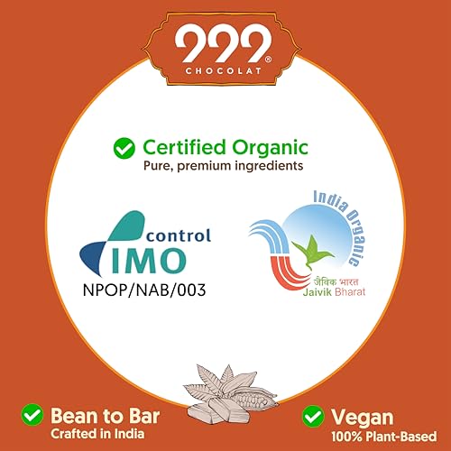 Image of 999 Chocolat Organic Dark Chocolate Combo (Pack of 2) | 60% Semi Bitter with Nuts & Raisins + 90% Intense Dark | Vegan | Bean-to-Bar | Organic | No Refined Sugar | Keto & Gluten-Free | Healthy Chocolate Gift | Made in India (2x70g)