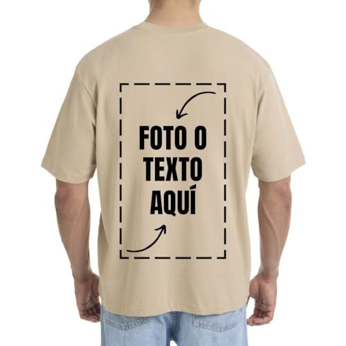latostadora Camiseta Oversize Personalizada Unisex - Foto Texto Personalizable Delante y Detrás