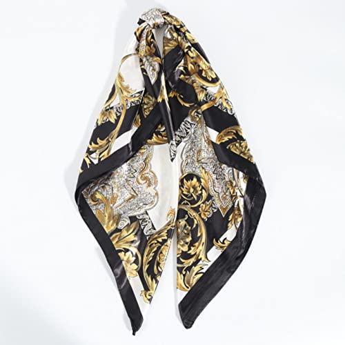 WXHN Kopftuch Damen Luxusmarke Modeaccessoires Seidenfoulard Femme Satin Bandana Halstuch Haarschals-TS2-41,90x90cm Cover