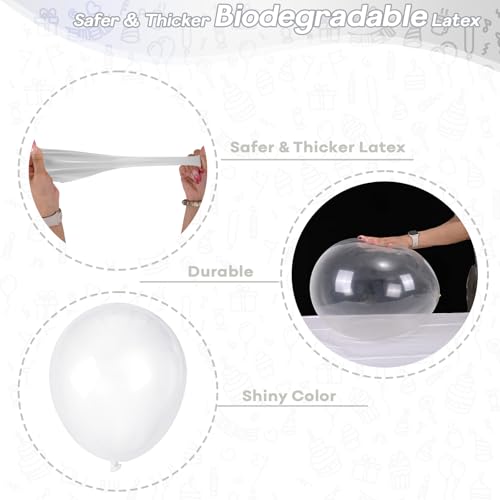 Image of Big Clear Balloons 18 Inch, 12 PCS Large Clear Latex Balloons Bright Light Transparent Bubble Bobo Giant Balloon for Arch, Biodegradable Balloon as Kids Birthday Party Decorations